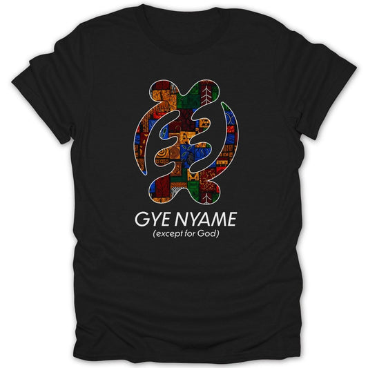 Adinkra Gye Nyame Pattern 2 & Text Tee - Zion Threadz