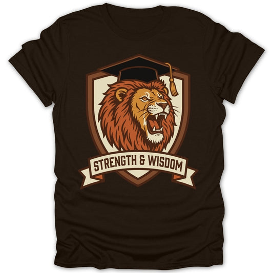 Strength Wisdom Lion Graduation Tee - Zion Threadz