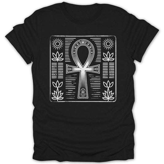 Ankh Egyptian Symbol Sun Lotus Tee - Zion Threadz