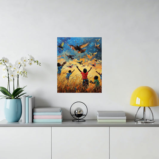 Vibrant Men Women Kids Under Bird Sky Canvas product type