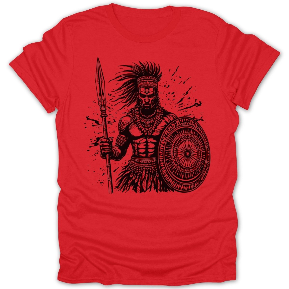 Tribal Warrior With Spear And Shield Tee - Zion Threadz
