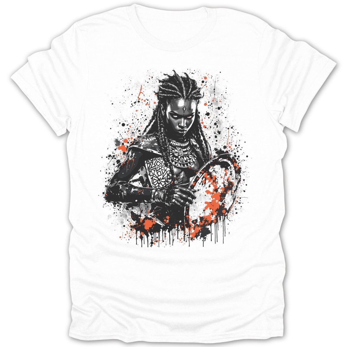 Black and Orange Female Tribal Warrior Tee - Zion Threadz