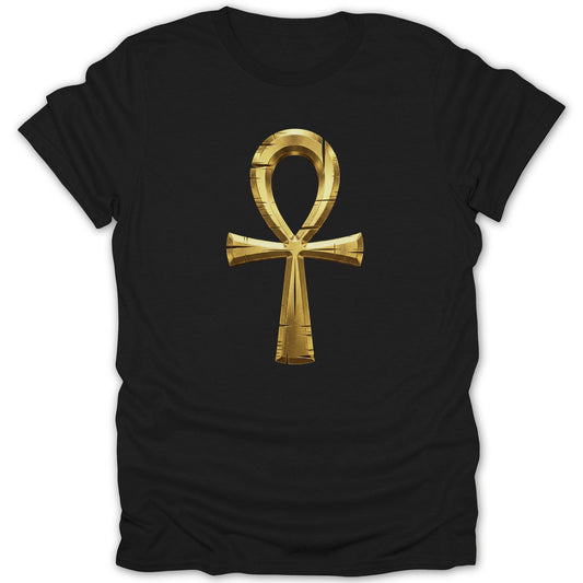 Gold Ankh Symbol Graphic Tee Black T-Shirt Product