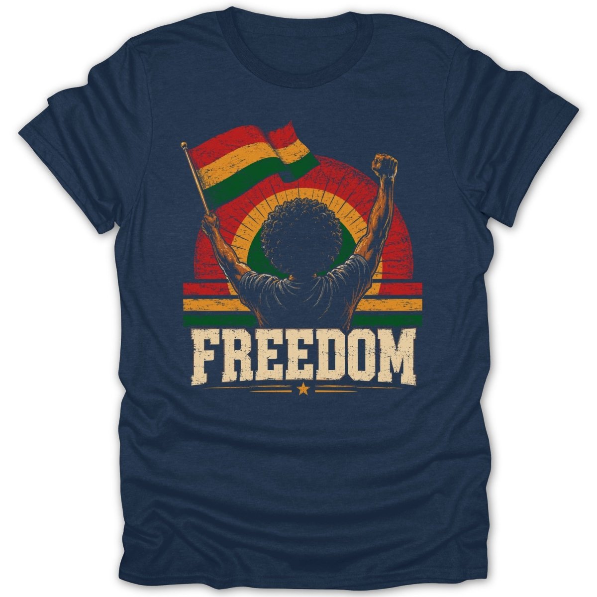Juneteenth Freedom Raised Flag Tee - Zion Threadz