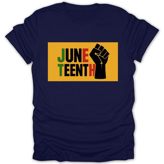 Juneteenth Gold Banner Fist Tee - Zion Threadz