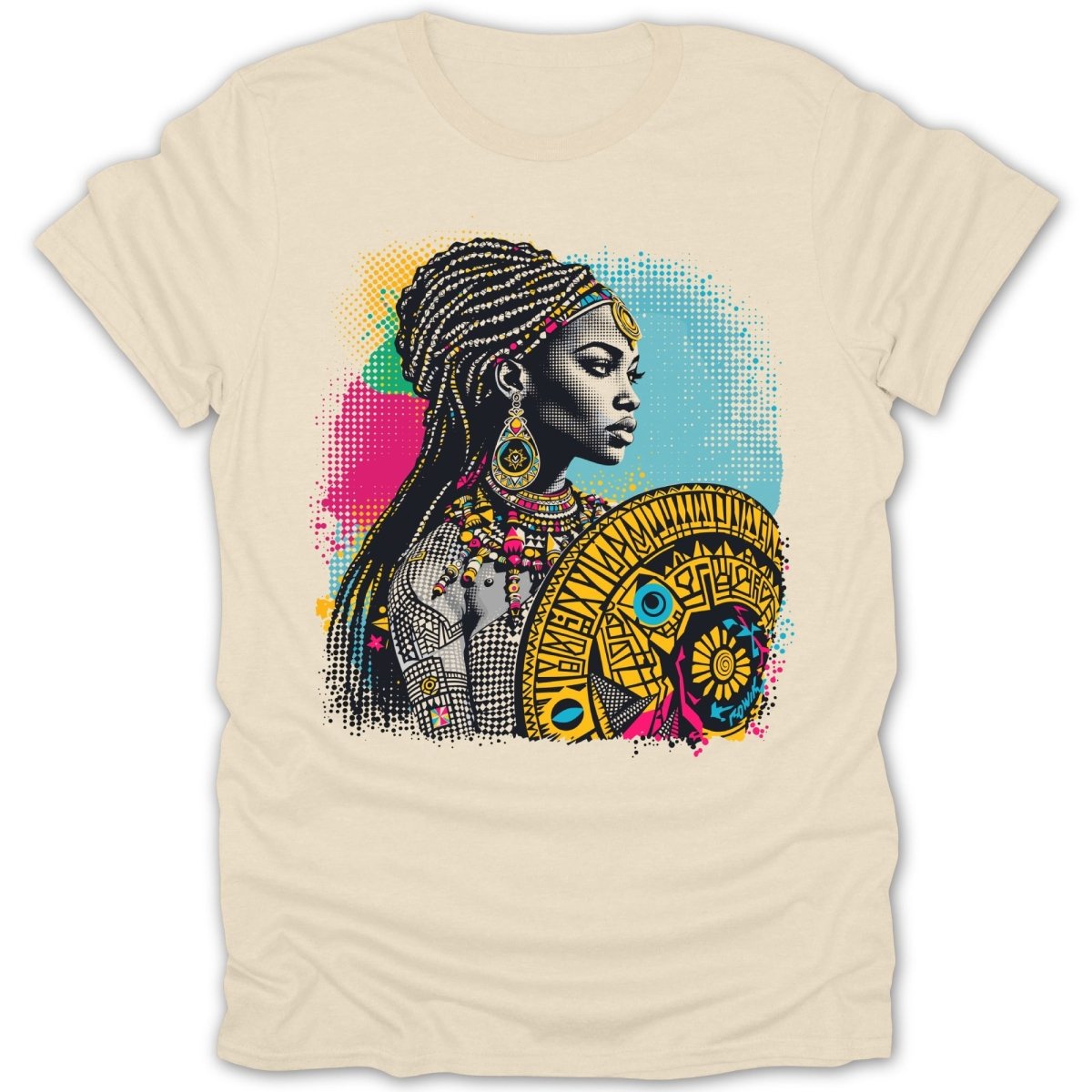 African Queen Shield Artistic Colorful Tee - Zion Threadz