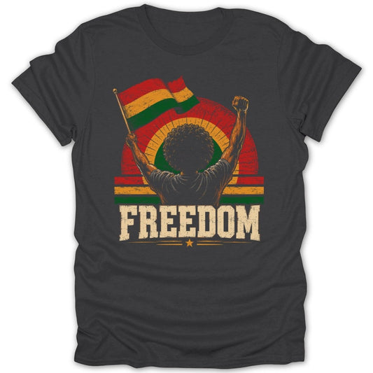 Juneteenth Freedom Raised Flag Tee - Zion Threadz