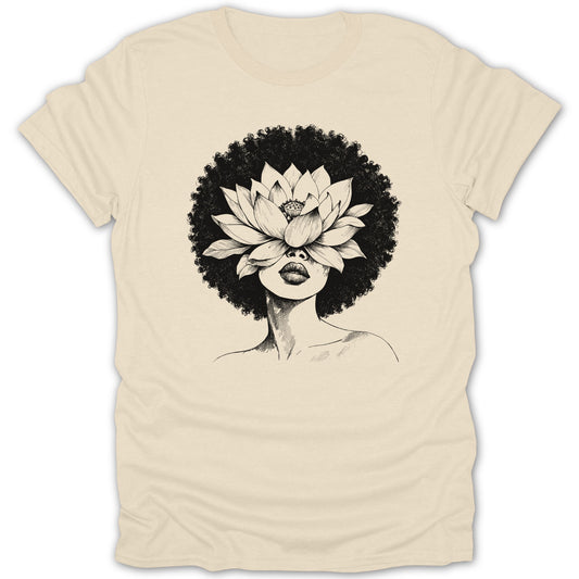Afro Head Lotus Flower Eyes Hidden Lips Graphic product type