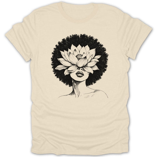 Afro Woman Lotus Flower Tee - Zion Threadz