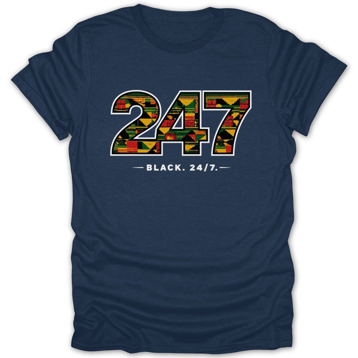 Black 24/7 Kente Pattern Tee - Zion Threadz