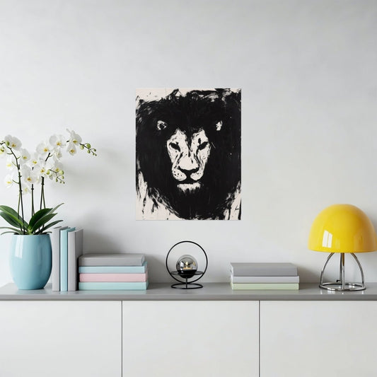 Abstract Black And White Lion Painting Powerful Poster - Zion Threadz