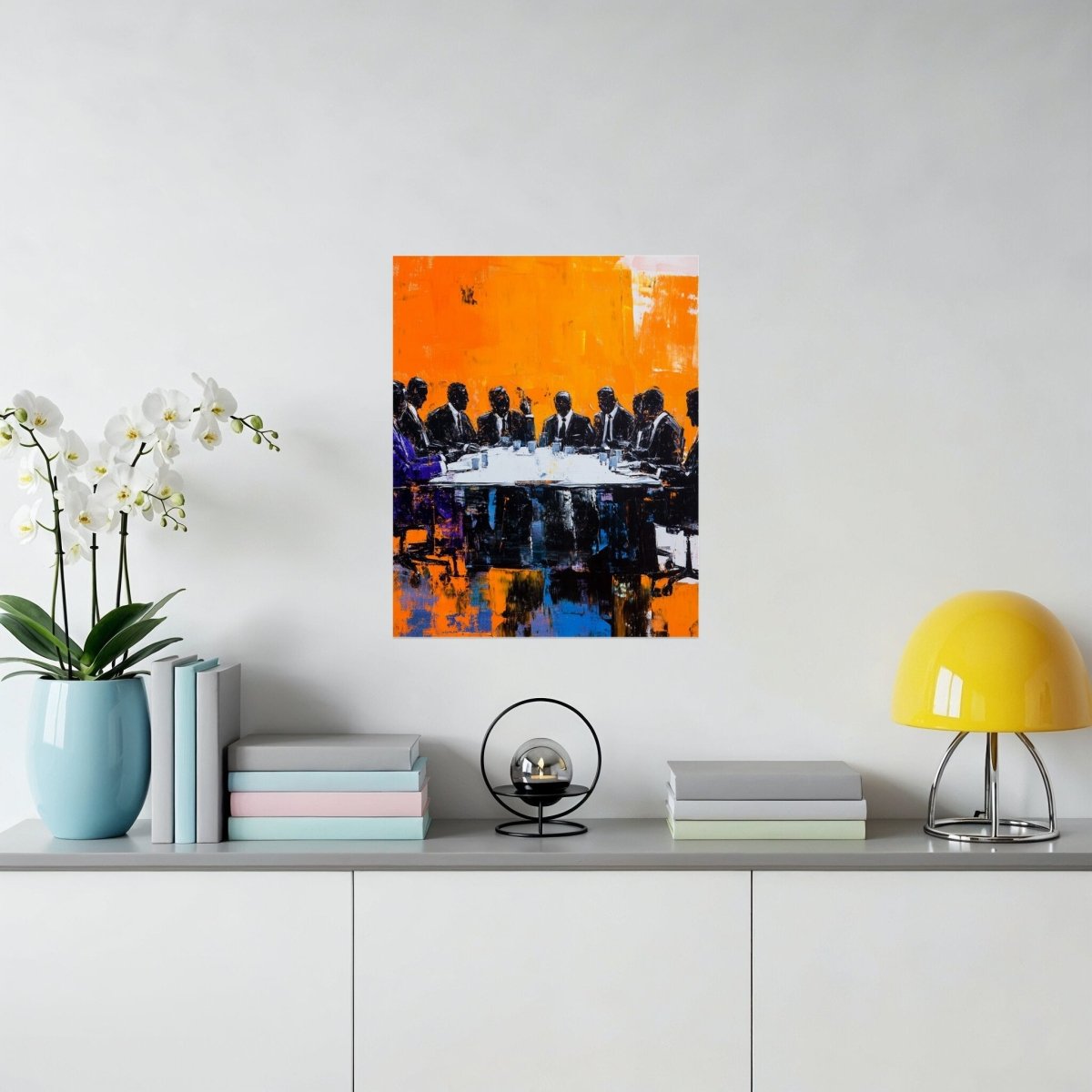 Abstract Business Meeting Men Illustration Vibrant Poster - Zion Threadz