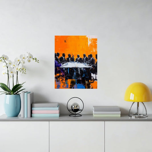 Abstract Business Meeting Men Illustration Vibrant Poster - Zion Threadz