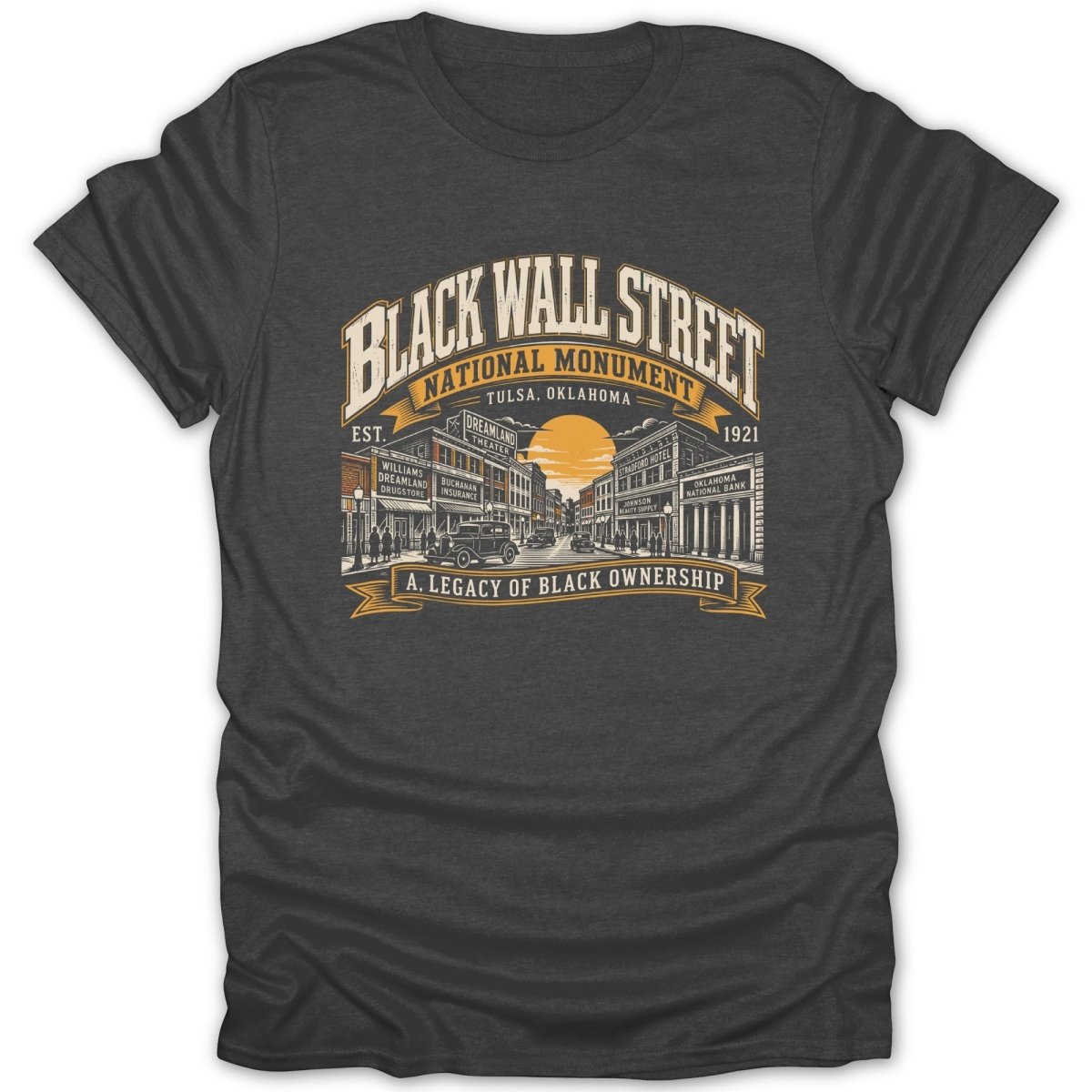 Black Wall Street National Monument Tulsa Oklahoma with legacy of black ownership.
