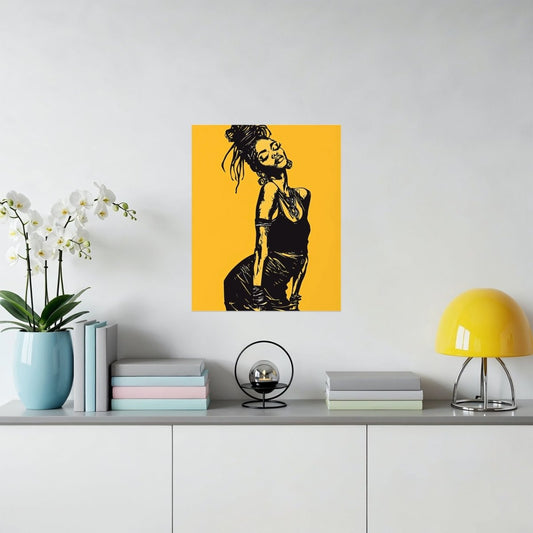 Black Woman With Dreadlocks Against Yellow Background Poster - Zion Threadz