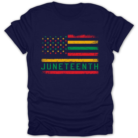 Distressed Juneteenth Flag Tee - Zion Threadz