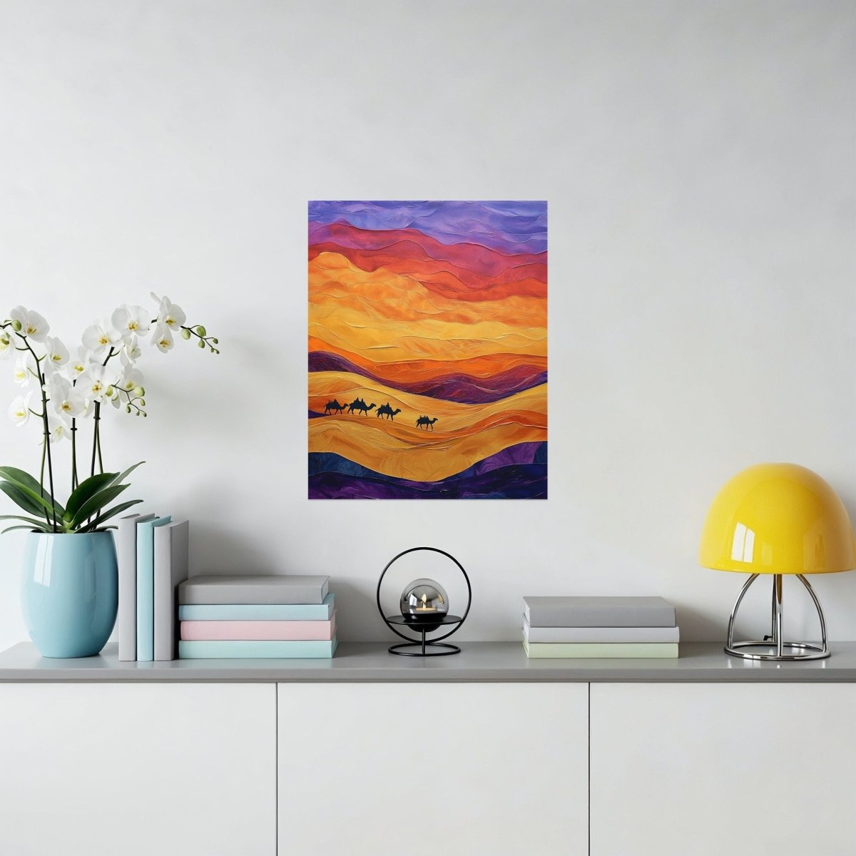 Caravan Across Desert Painting Style Illustration Poster - Zion Threadz