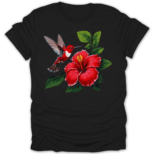 Hummingbird Hibiscus Floral Tee - Zion Threadz
