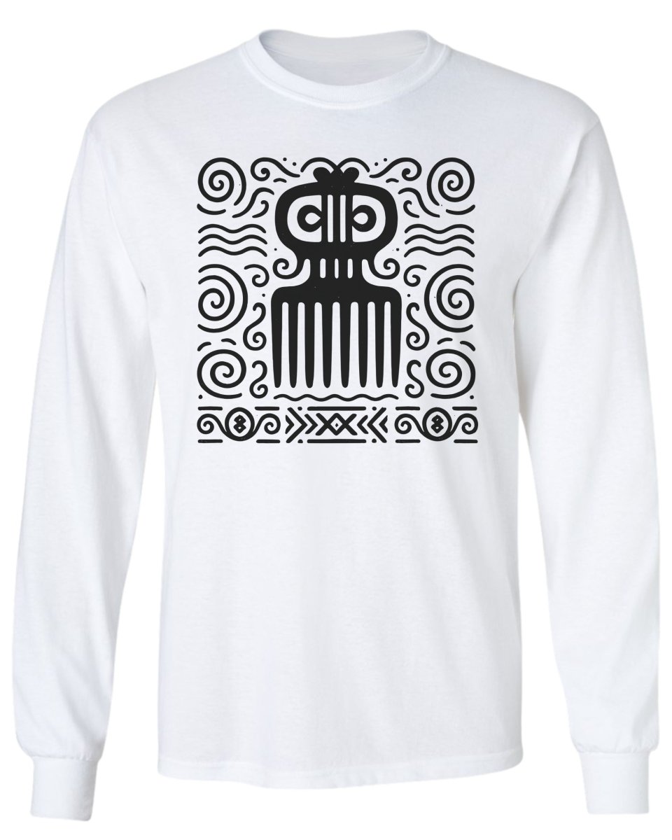 Adinkra Comb Pattern Long Sleeve Tee - Zion Threadz