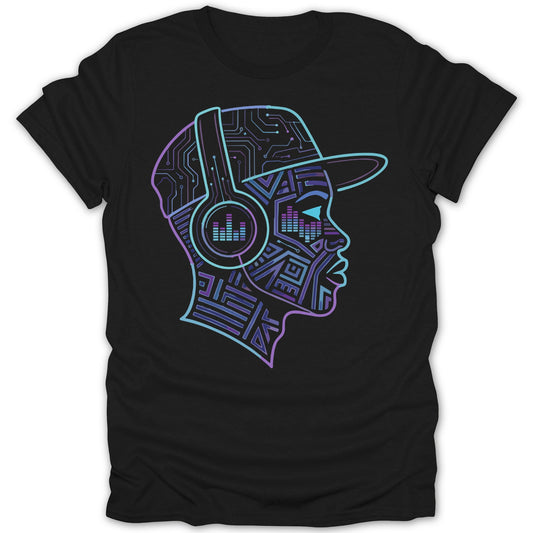 Electronic Music Inspired Headphone Art T-Shirt