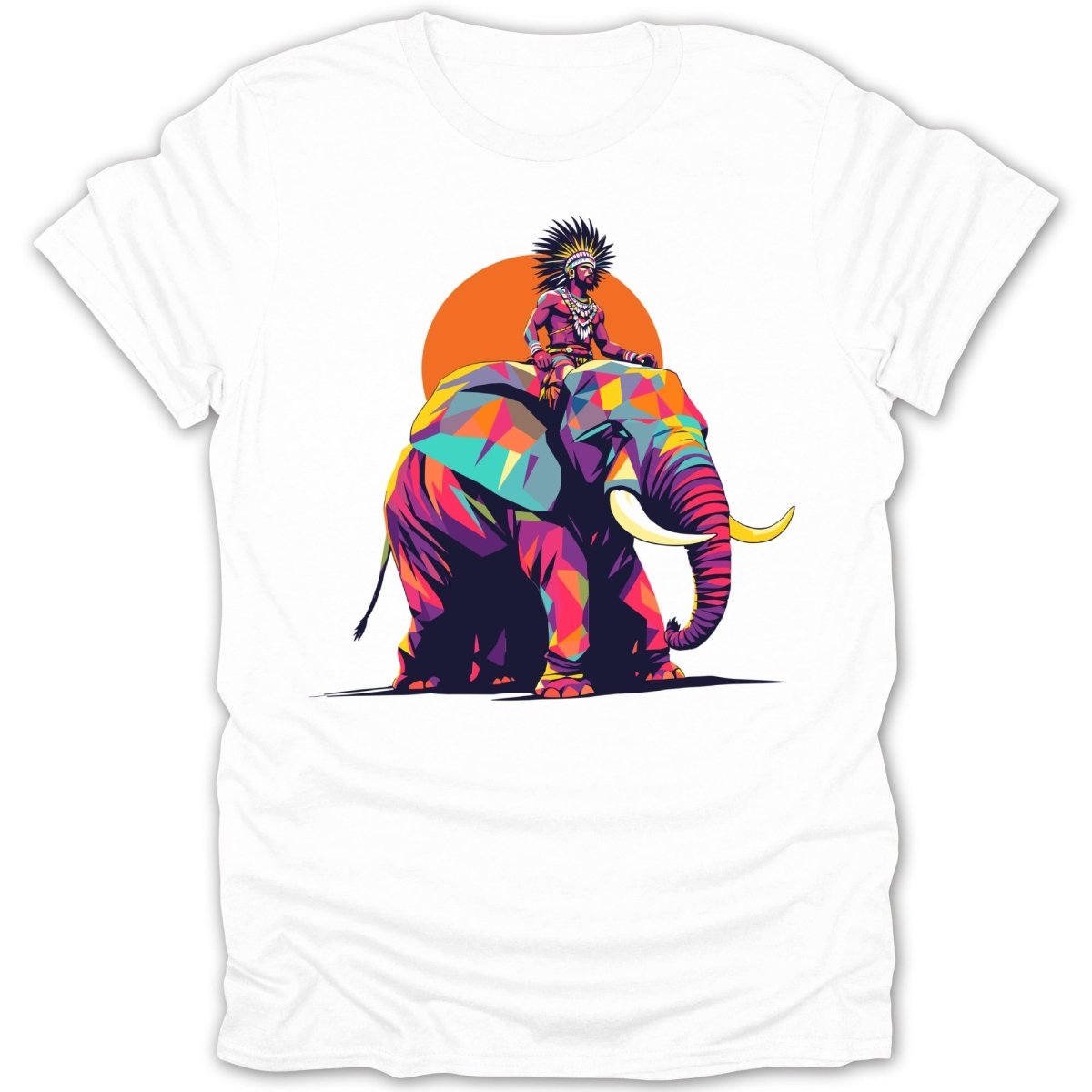 Colorful Elephant And Warrior Tee - Zion Threadz