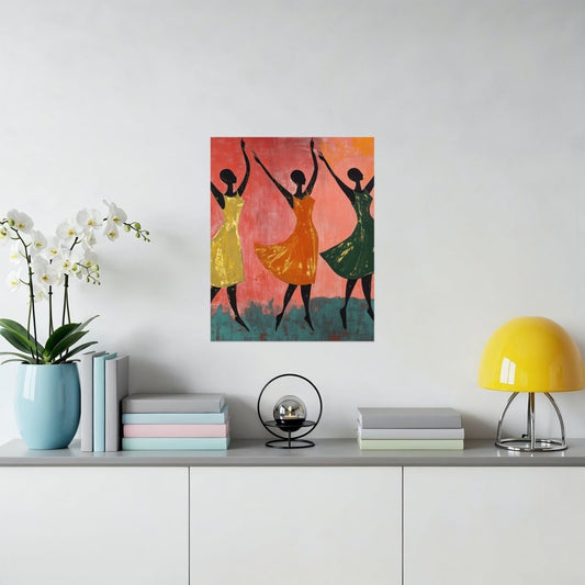 Dancing in Harmony Three Figures Art Print Minimalist Poster - Zion Threadz