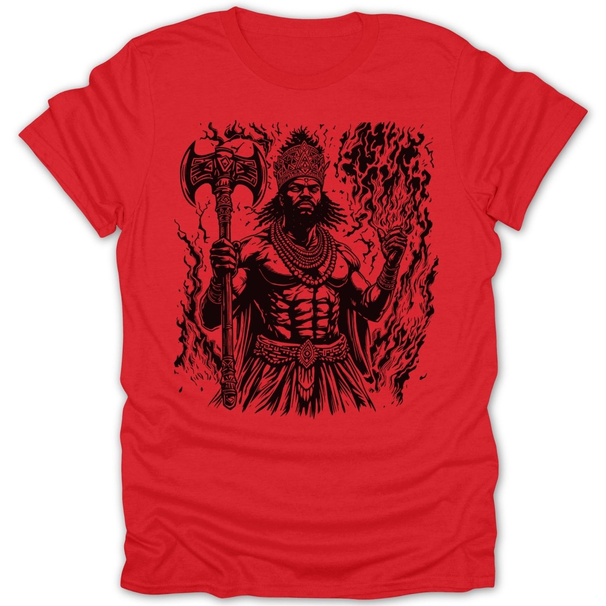 Shango God Of Thunder Yoruba In Black Tee - Zion Threadz
