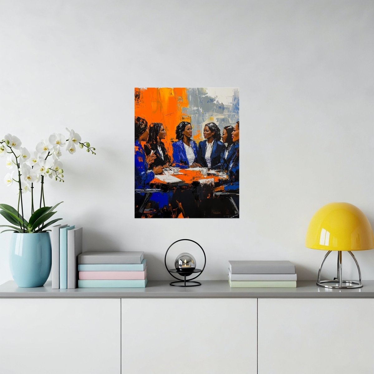 Dynamic Women in Meeting Bold Strokes Oil Painting Poster - Zion Threadz