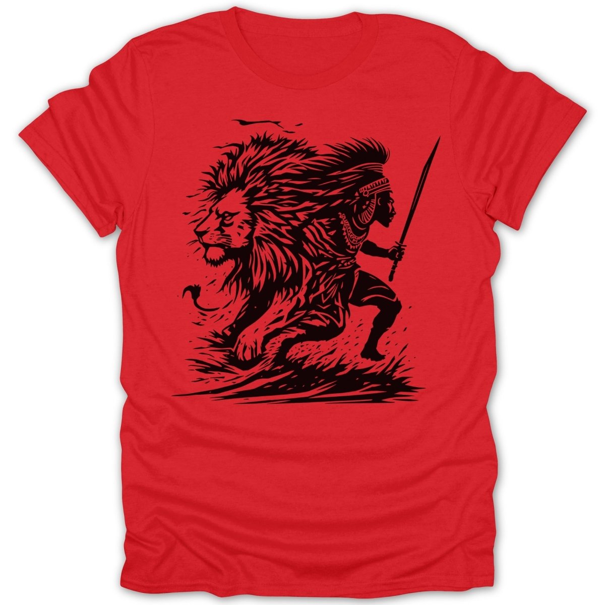 Lion and Warrior Silhouette Tee - Zion Threadz