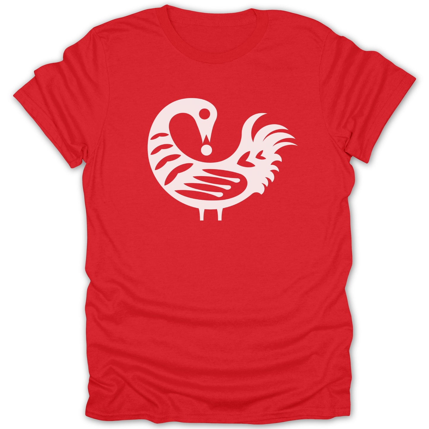Elegant White Swan Graphic on Vibrant Red T-Shirt