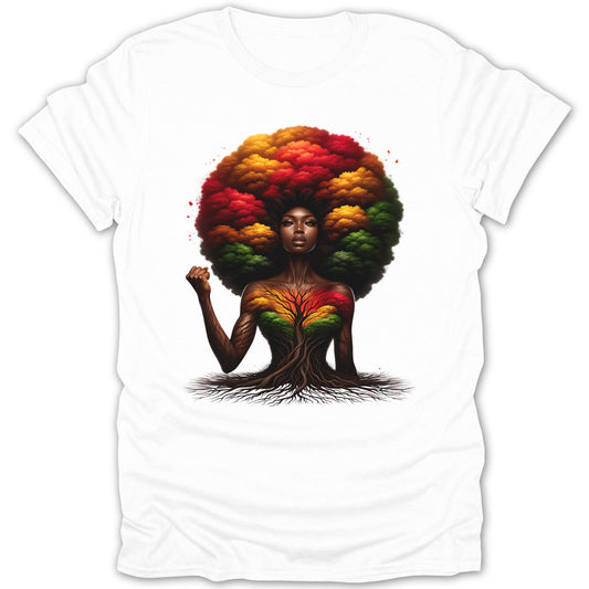 Colorful Afro Woman with Fist Graphic T-Shirt product