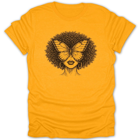 Afro Woman Butterfly Face Tee - Zion Threadz