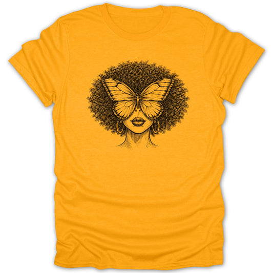 Yellow Afro Butterfly Face Woman Illustration product type