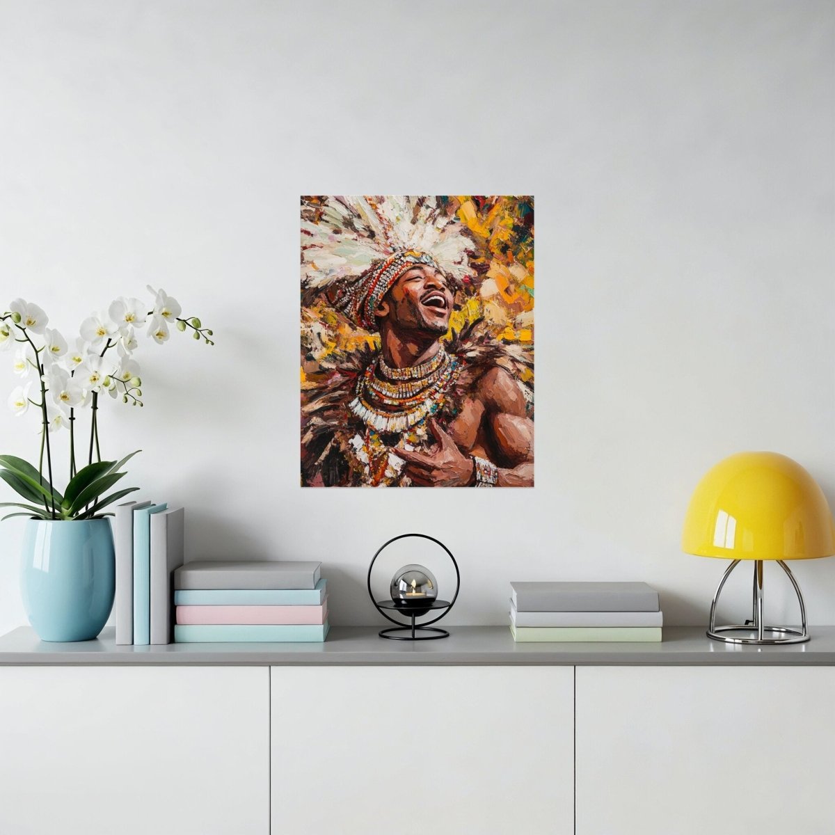 Joyful Tribal Celebration Portrait Colorful Expression Poster - Zion Threadz