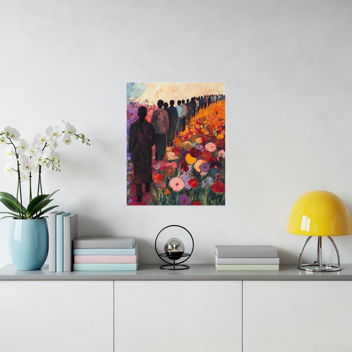 People Through Flowers Vibrant Colorful Artwork Print Poster - Zion Threadz