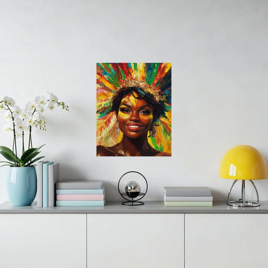 Portrait with Radiant Headdress Colorful Fine Art Poster - Zion Threadz