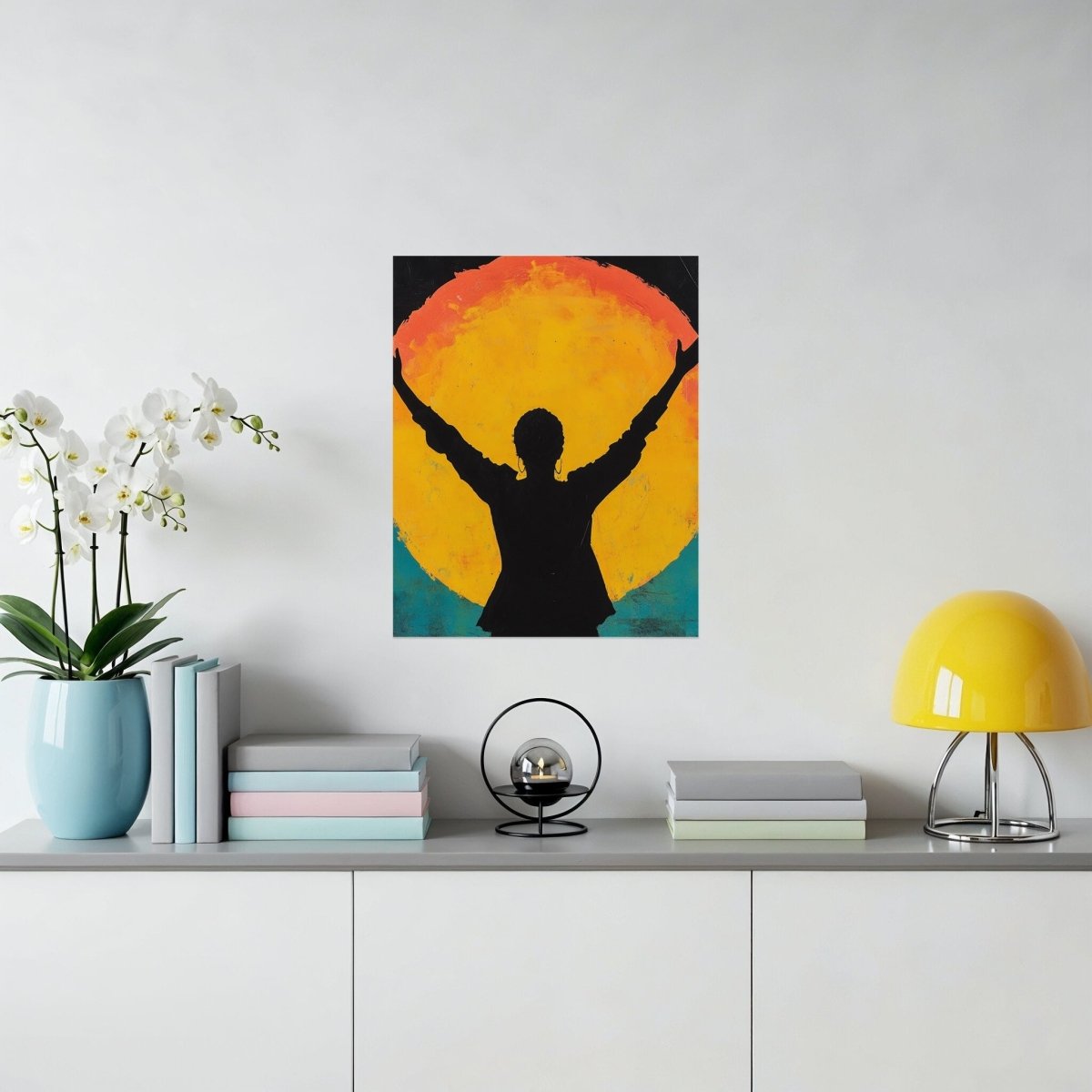 Silhouette Figure Under Sun Art Painting Reproduction Poster - Zion Threadz