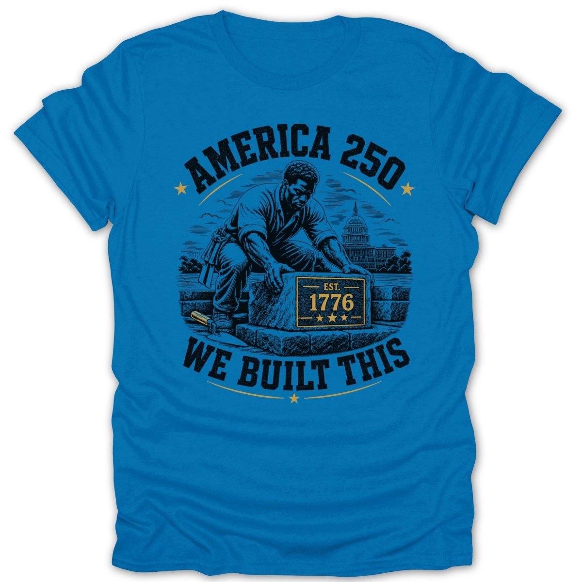 America 250 We Built This graphic with founding date 1776 and Capitol building.