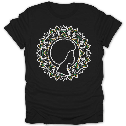 African Woman Silhouette Mandala Design T-Shirt