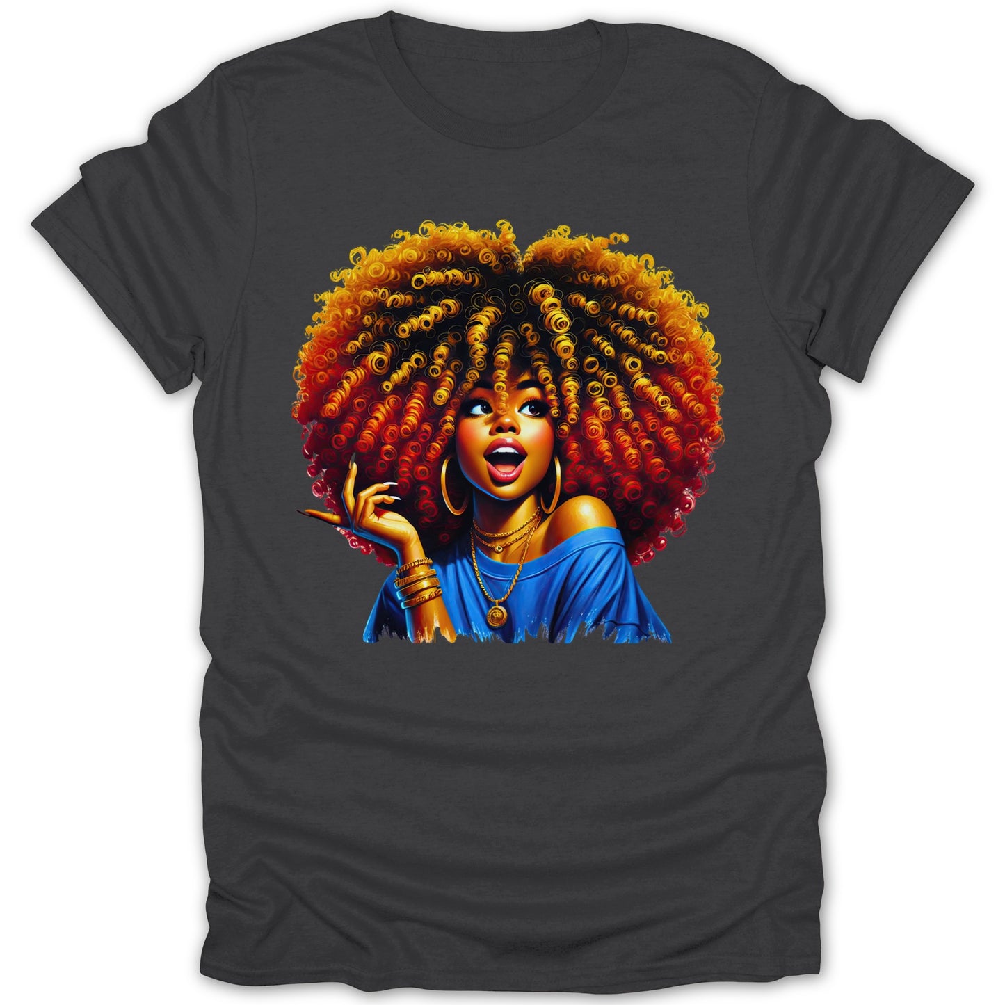 Funky Afro Lady Graphic Print T-shirt product type