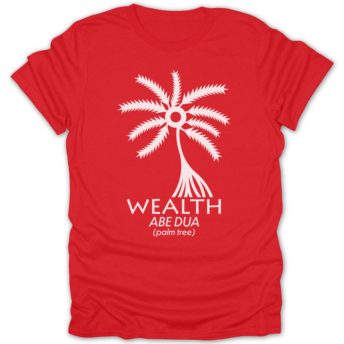 Red T-shirt with Wealth Abe Dua Palm Tree Design