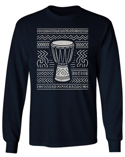 Tribal Drum Pattern Long Sleeve Tee - Zion Threadz