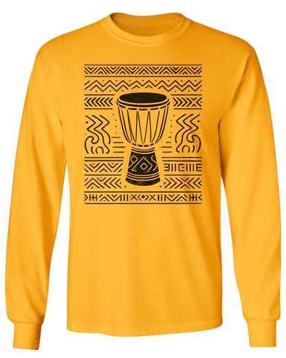 Tribal Drum Pattern Long Sleeve Tee - Zion Threadz