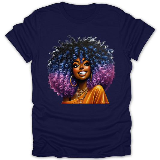 Vibrantly Designed Afro Hair Art on Trendy T-Shirt product