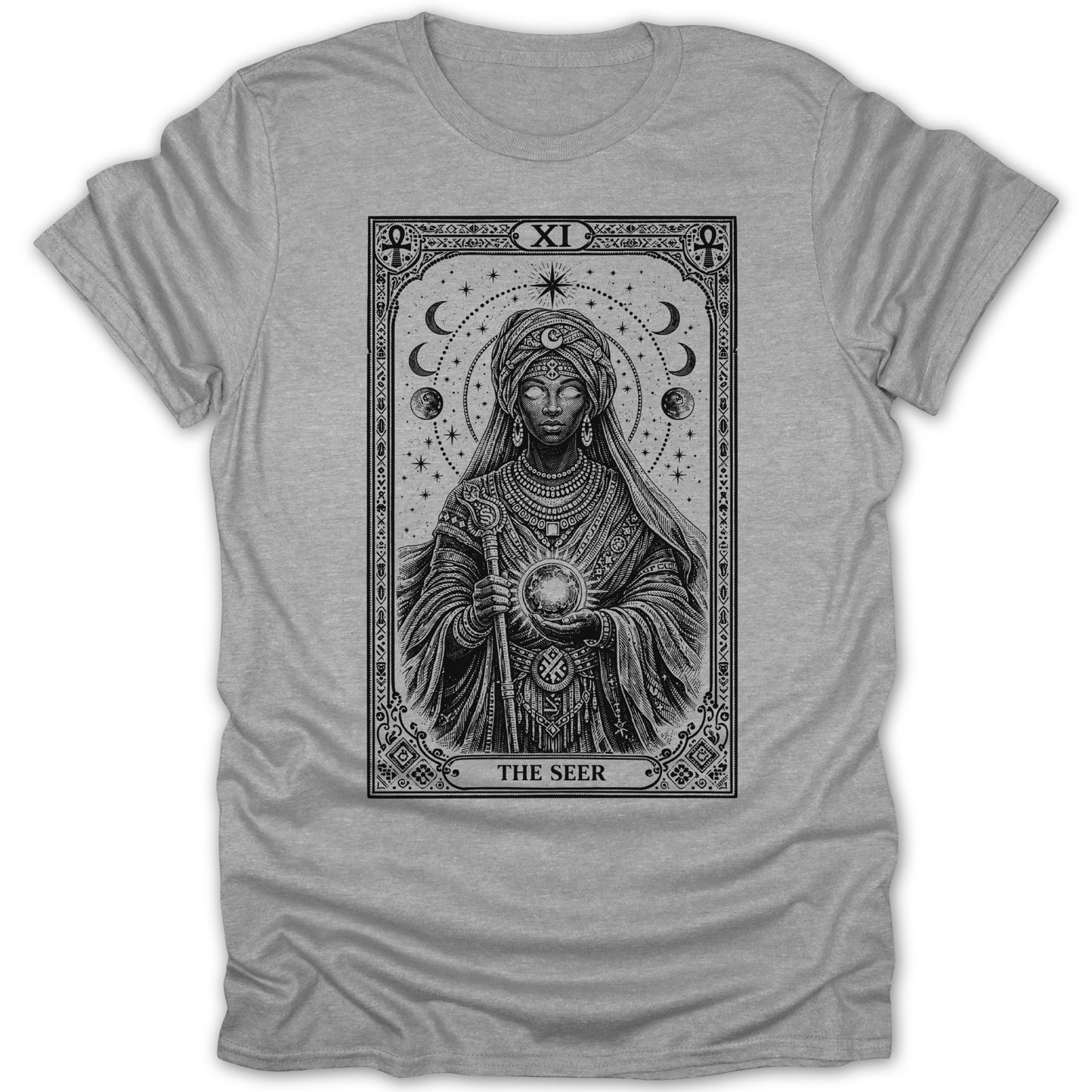 The Seer Tarot Card XI Mystical Celestial Design product type
Tarot, Seer, Mystical, Occult, Divination, Fortune Teller, Celestial Art, Moon Phases, Stars Design, Esoteric, Witchy, Spiritual, Oracle, Astrology, Tarot Card XI, The Seer Design, Gothic Style, Fantasy Art, Magic Theme, Prophecy