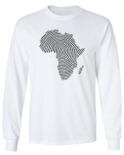 Africa Fingerprint BW Long Sleeve Tee - Zion Threadz