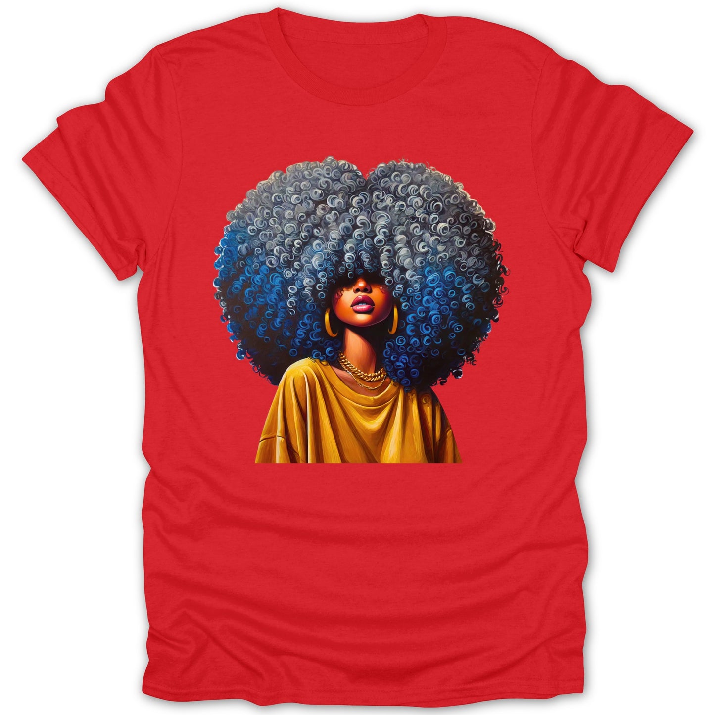Red T-shirt with Artistic Afro Portrait product type