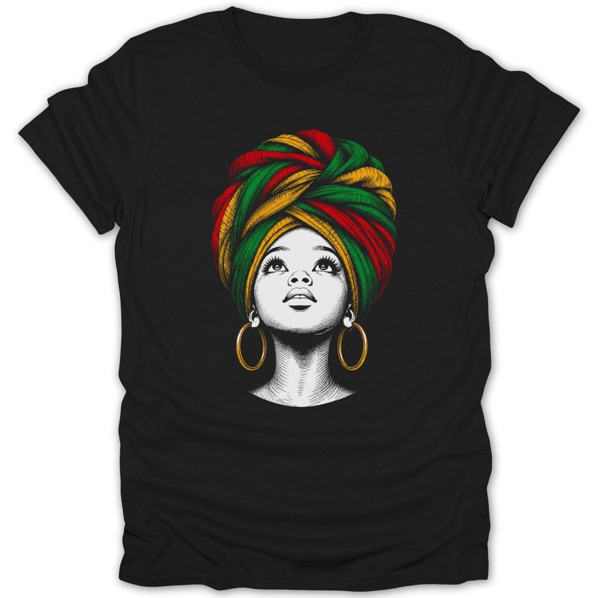 Juneteenth Afro Girl Headwrap Tee - Zion Threadz