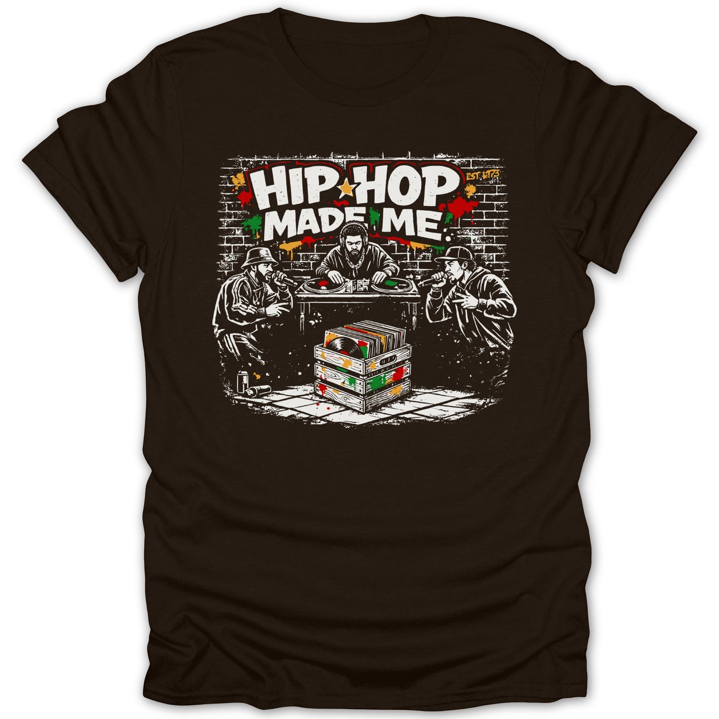 Hip Hop Made Me Graphic Tee with DJ and Vinyl Records