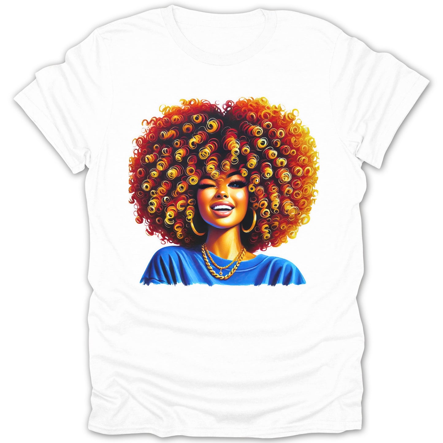 Afro Lady Graphic T Shirt with Colorful Hair product type